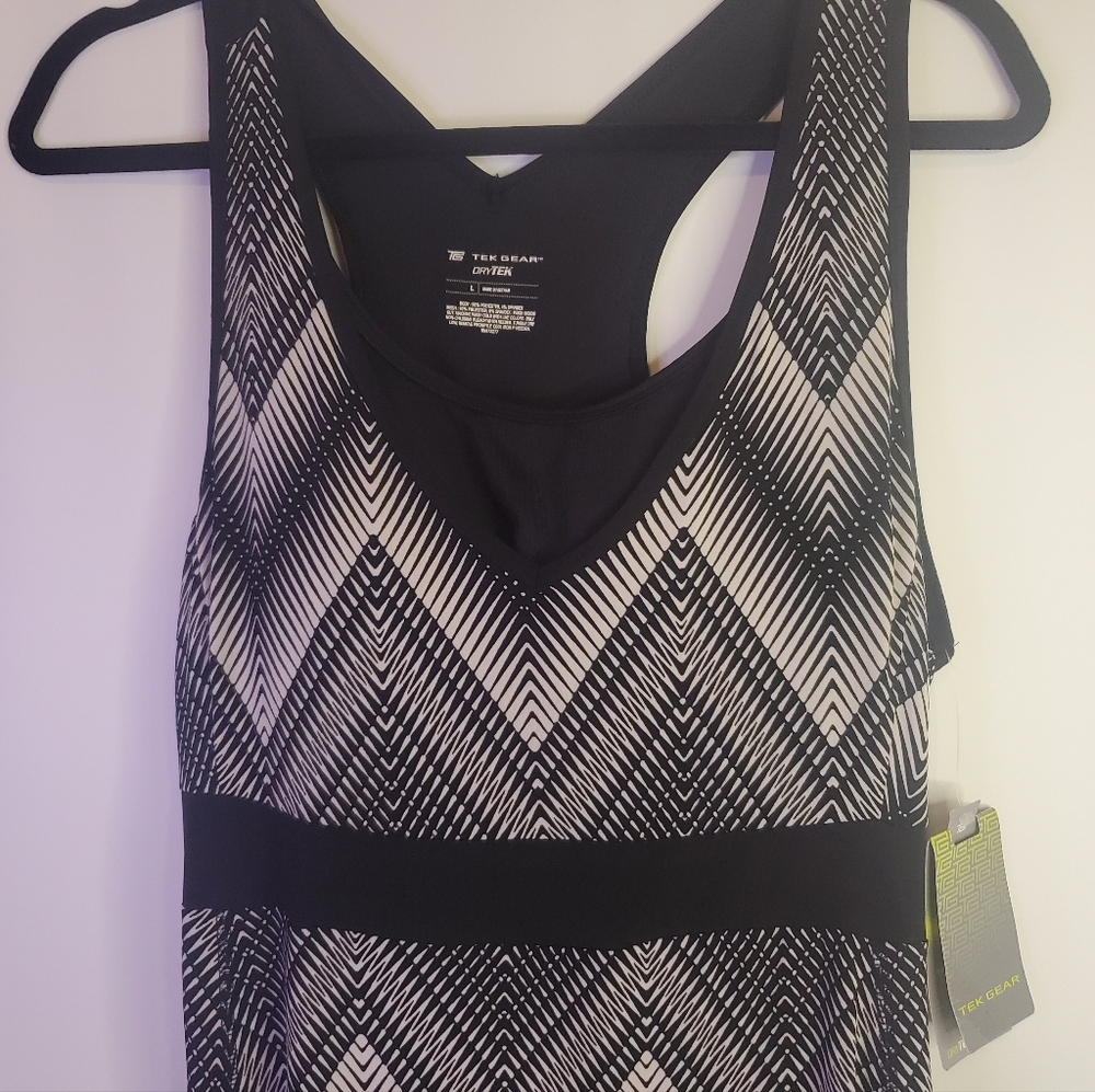 TEX GEAR, Dry Tech, Size L, B&W Maxi Mesh TWOFER dress